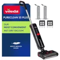 Produktbild: Vileda PureClean S5 Nass-Trockensauger mit Zubehör (2 Rollen, 2 Filter) | Kabelloser Akku Saugwischer mit Doppeltank & 100% Wassertrennung - Leicht, für alle Böden | 180m² mit 30Min Akkulaufzeit