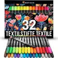 Produktbild: Zenacolor 32 Textilstifte Waschmaschinenfest Waschfeste Permanente Stoff Marker