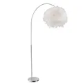 Produktbild: Bogenleuchte mit Federn Stehlampe Wohnzimmerleuchte Stehleuchte höhenverstellbar, silber weiß, 1x E27, BxH 96x141-196 cm