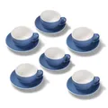 Produktbild: Terra Home 6er Milchkaffee-Tassen Set - Blau, 350 ml, Matt, Porzellan, Dickwandig, Spülmaschinenfest, italienisches Design - Kaffee-Tassen Set mit Untertassen