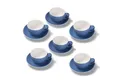 Produktbild: Tasse 6er Milchkaffeetassen-Set, Blau matt 350 ml mit Untertasse, Porzellan, spülmaschinenfest,extra dickwandig