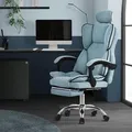 Produktbild: ML-Design Bürostuhl ergonomisch Blau, Gaming Stuhl mit hoher Rückenlehne, Drehstuhl mit Fußstütze, Kissen und Kopfstütze - Blau