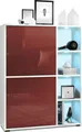 Produktbild: Vladon Highboard Schrank Anrichte Cuba mit 8 Fächern, Germany, Korpus in Weiß matt / Fronten in Bordeaux Hochglanz, mit RGB LED Beleuchtung