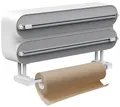 Produktbild: BLUESEABUY 3 in 1 Frischhaltefolienspender mit Küchenrollenhalter, Folienspender mit Cutter, Küchenrollenhalter Ohne Bohren, Wandrollenhalter Küche