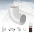 Produktbild: RAINWAY L Regenrinnen System (Rohrbogen 87° einfach weiß) - PVC-U Kunststoff in 4 Farben, für Dachflächen > 100m² empfohlen, Eckstück Bogen 87 Grad