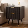 Produktbild: Nachttisch FineBuy Nachtkommode Boxspringbett 56 cm Schwarz Eiche Schubladen