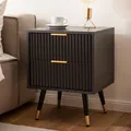 Produktbild: Nachttisch FineBuy Nachtkommode Boxspringbett 56 cm Schwarz Eiche Schubladen