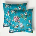 Produktbild: Homescapes Gartenkissen Vögel & Blütenzweige – 2er-set Outdoor Kissen 45 X 45 Cm