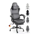 Produktbild: PixelPilot Ergonomischer Gaming Stuhl [Atmungsaktiver Stoff] Chair mit Fußstütze, Kopf- und Lendenwirbelstütze, Gamer PC Stuhl [breite Sitzfläche] Bürostuhl 150 kg Belastbarkeit (Nebula, Grau Pure)