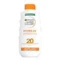 Produktbild: Garnier Sonnenschutz-Milch mit LSF 20, Schutz vor UVA-/UVB-Strahlung, Sonnenbrand und vorzeitiger Hautalterung, Wasserfeste und nicht fettende Formel, Ambre Solaire Hydra 24h, 200 ml