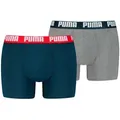 Produktbild: PUMA Herren Boxershorts, 2er Pack - Everyday Basic Boxers 2P, Cotton Stretch, einfarbig Blau/Grau XL