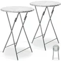 Produktbild: Casaria Stehtisch 2er Set Bistrotisch Klappbar 60cm Marmor Optik Weiß Grau