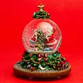Produktbild: SIKORA SK18 Große Deko Glas Schneekugel Weihnachtsmann am Baum mit Stern und fahrendem Zug D:100mm und aufziehbarer Spieldose