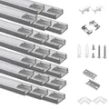 Produktbild: 20PACK LED Profil Aluminium 20 x 1m, UForm Aluminiumprofil mit milchiger Abde...