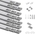 Produktbild: LED Profil Aluminium 20 x 1m U-Form mit Milchiger Abdeckung für LED-Strips