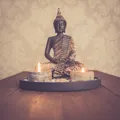 Produktbild: Buddha mit Teelicht 22cm Deko-Statue Deko-Figur für Wohnzimmer oder Bad Asien