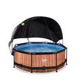 Produktbild: EXIT Toys Wood Pool mit Sonnensegel - ø244x76cm - Kompakte, Runder Rahmenpool mit Kartuschenfilterpumpe - Optimaler UV-Schutz - Leicht Zugänglich - Starker Rahmen - Einzigartiges Design - Braun