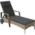 Produktbild: Tectake Rattan Sonnenliege  Widerstandsfähig Uv Beständig  200 x 70 x 33 cm Natur Dunkelgrau