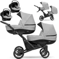Produktbild: KUNERT BOOSTER 3in1 2in1 Kinderwagen Komplettset Zwillingskinderwagen Babywagen Kombikinderwagen Komplettset Geschwisterwagen Kinder Wagen set Zwillingsbuggy Doppelkinderwagen (Grau, 3 in 1 Cosmo)