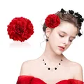 Produktbild: VIKSAUN Chiffon Blumen Blütenblatt Haar Clip Barrettes Zubehör Alligator Clip Mädchen Headwear Kopfschmuck Blume Mädchen Frauen Party Strand Hochzeit Hawaiian Flowers Haarclip (Rot)