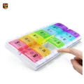 Produktbild: Pillenbox 7 Tage 2 Fächer Druckknopf BPA-frei Regenb