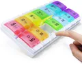 Produktbild: Medikamentenbox 7 Tage 2 Fächer BPA-frei große Kapazität Druckknopf Regenbogen
