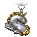 Produktbild: FABACH Einhorn Schlüsselanhänger Sleepy - Schlafendes Einhorn Glücksbringer für Damen in Gold und Silber - Unicorn Anhänger als Geschenk für beste Freundin, Partnerin