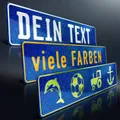 Produktbild: 1 Funschild | Blau Holo Glitzer Wunschtext | Fun Kennzeichen | Namensschild Alu