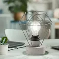 Produktbild: Etc-shop - Nachttischlampe Draht Tischleuchte Metall Retro Nachttischlampe Retro Vintage, aus Keramik in grau Diamant Form, 1x E27, DxH 16,5 x 23 cm