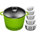 Produktbild: Suppentopf KING, grün, B:26cm H:18cm L:33cm Ø:24cm, Töpfe, Suppentopf, Kochtopf 7LØ24cm+Glasdeckel, Induktion, Keramikbeschichtung »Fusion«