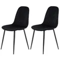 Produktbild: 2er-Set Polsterstühle - schwarz - Samtvelours Esszimmerstuhl Küchenstuhl
