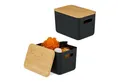Produktbild: relaxdays Aufbewahrungsbox mit Deckel 2er Set (2er Set), schwarz