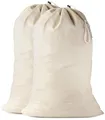 Produktbild: Handy Laundry Baumwoll-Wäschesack, der extra strapazierfähige, waschbare Wäschesack mit Kordelzug ist ein toller Stoff-Aufbewahrungsbeutel für Schlafsack, Leinenkorb, Korb und Reisen, (2er-Pack)