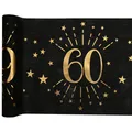 Produktbild: (1qm=5,99 EUR) Tischläufer Happy Birthday 60, schwarz-gold, 30cm x 5m