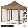 Produktbild: Pavillon Easy-Up 3 x 3 m – Gartenzelt mit Stahlrahmen, wasserdichte Plane, UV-Schutz 50+, Transporttasche mit Rädern – modular und erweiterbar (3x3m Insektenschutz, Beige)