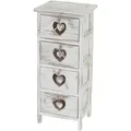 Produktbild: Kommode Forli, Schubladenkommode Schrank, 4 Schubladen mit Herzen 70x29x25cm, Shabby-Look, Vintage ~ weiß
