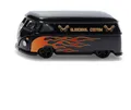 Produktbild: Siku 2363, VW T1 Transporter Custom, 1:50, Spielzeug-Auto, Metall/Kunststoff, Schwarz/Orange, Anhängerkupplung, Aufwendige Bedruckung, Türen zum Öffnen