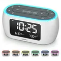 Produktbild: BUFFBEE Radiowecker mit 7-Farben-Nachtlicht, Doppelalarm, Schlummerfunktion, Dimmer, USB-Ladegerät, Nap-Timer, Digitaler Wecker mit FM-Radio und Auto-Off, netzbetrieben mit Batterie-Backup-Weiß