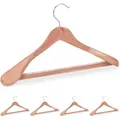 Produktbild: 15 x Anzugbügel Zedernholz, Mottenschutz, rutschfest & stabil, breite Kleiderbügel mit Steg, 45 cm, Bügel Set, natur