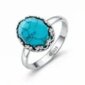 Produktbild: mantraroma Silberring NAPULO aus 925 Silber mit Türkis (Ring mit Schmuckbeutel), Damenring aus 925er Silber grün 58