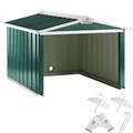 Produktbild: GARDEBRUK® Mähroboter Garage 86x100x63cm Satteldach Metall Witterungsbeständig 4X Erdanker Carport Rasen Garten Grün