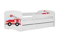 Produktbild: Kids Collective Kinderbett Jugendbett Kinderbett mit Rausfallschutz, Lattenrost & Schublade, 180x80 mit Matratze, in weiß Jungen Bett Feuerwehr