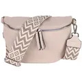 Produktbild: MIRROSI Bauchtasche Damen Taschen, Umhängetasche, Brusttasche, 26x18x9cm Veganes Leder (Schultertasche für jeden Anlass), Crossbody Bag, Bohemian gemusterten& verstellbaren Schulterriemen beige