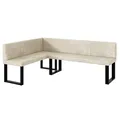 Produktbild: MEBLINI Eckbank für Esszimmer - Küchenbank - Essecke - Sitzecke Küche - Peter - U-Beine 142x196x87cm Links - Creme Samt