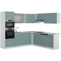 Produktbild: Vicco Winkelküche R-Line, Blau-Grau/Weiß, 247 x 237 cm ohne Arbeitsplatte blau|grau 247 cm x 206.8 cm x 46 cm