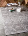 Produktbild: Unique Loom Trellis Frieze Kollektion, Gitteroptik im marokkanischen Stil, geometrischer moderner Teppich, Hellgrau, 122 x 183 cm