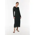 Produktbild: comma Midikleid Kleid Mesh-Kleid im Slim Fit mit Wasserfall-Ausschnitt schwarz 44 EU