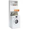 Produktbild: No Brand - Casaria® Waschmaschinenschrank Neapel 185x63x20cm 2 Türen Badschrank Hochschrank Waschmaschine Überbau Bad Regal Weiß
