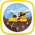 Produktbild: Eurotime Wecker Jungen Baustelle Planierraupe, Kinderwecker, Gelb, Kunststoffgehäuse und Kunststoffglas, geräuscharmer Wecker, ohne Ticken, mit Licht und Weckwiederholung, 27146-03