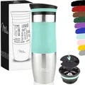Produktbild: Milu Thermobecher Kaffee to go 370ml, 450ml Isolierbecher Kaffeebecher - 100% Auslaufsicher - Trinkbecher aus Edelstahl - Autobecher doppelwand Isolierung - Travel Mug (Türkis, 450ml)